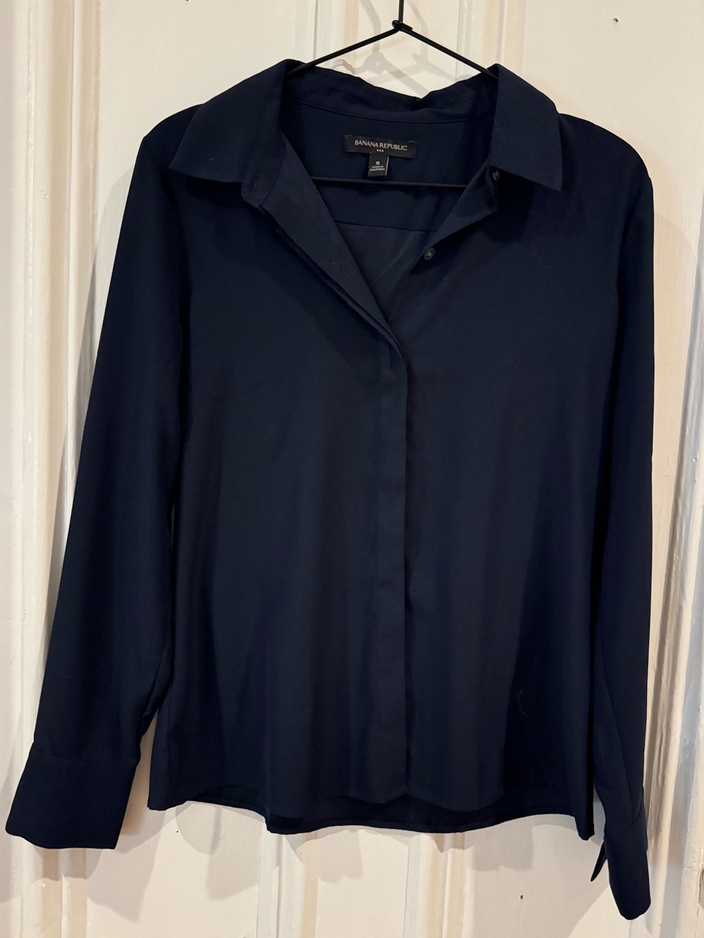 Banana Republic Navy Silky Button-Down Blouse - Women’s Small